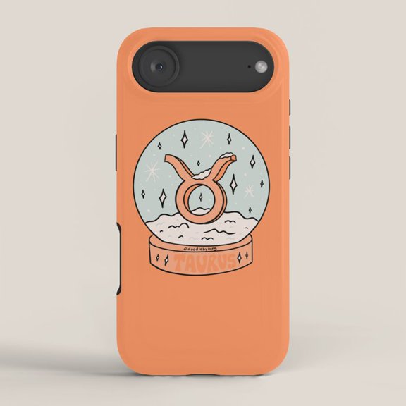 Taurus Zodiac Crystal Ball Orange Tough Case for Apple iPhone, Polycarbonate and TPU