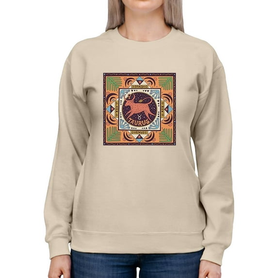 Taurus Zodiac Ethnic Style Sweatshirt Women -Image by Shutterstock, Female x-Large