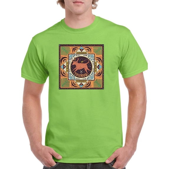 Taurus Zodiac Ethnic Style T-Shirt Men -Image by Shutterstock, Male 5X-Large