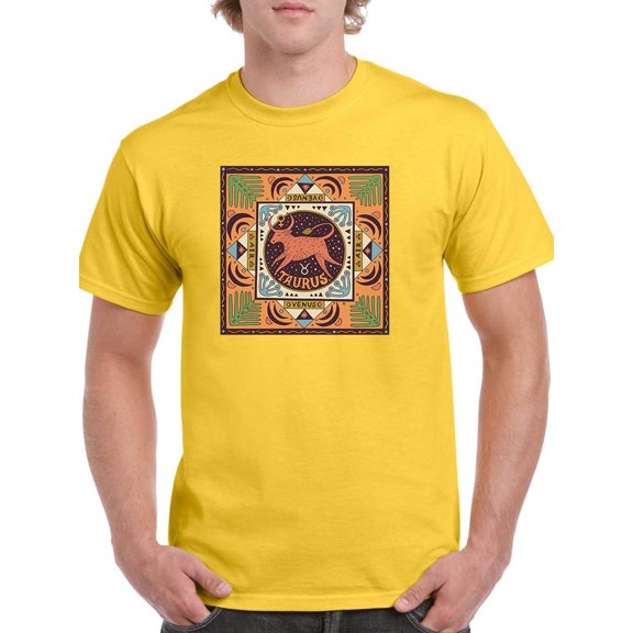 Taurus Zodiac Ethnic Style T-Shirt Men -Image by Shutterstock, Male x-Large