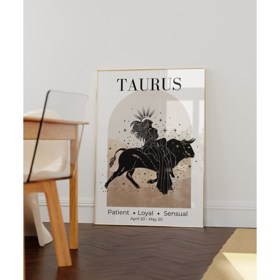 Taurus Zodiac Goddess Sun Sign Astrology Taurus Birthday Celestial Wall Art Unframed Paper Print