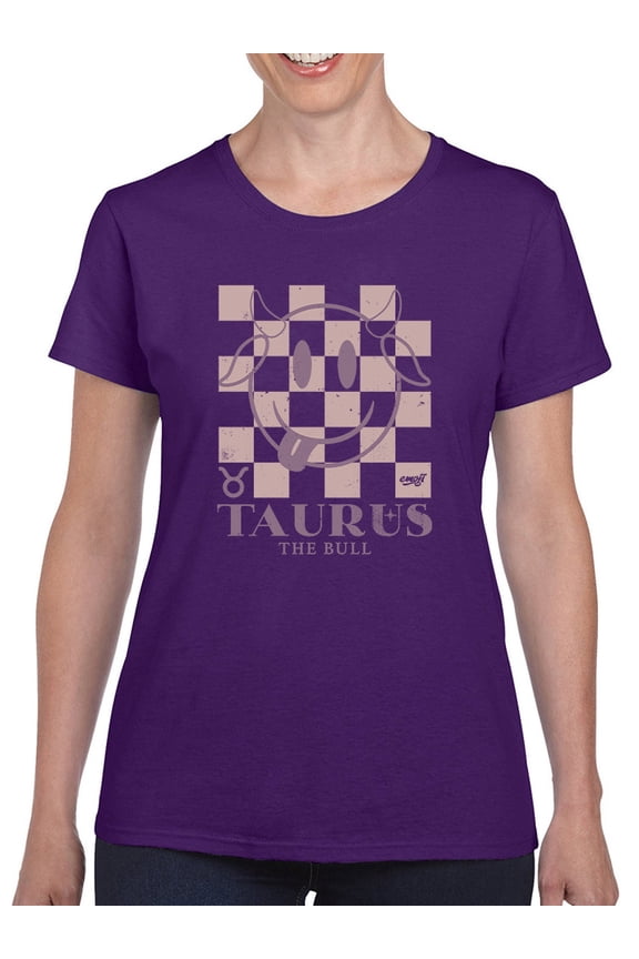 Taurus Zodiac Graphic - Bull Symbol Retro Design Women's T-shirt