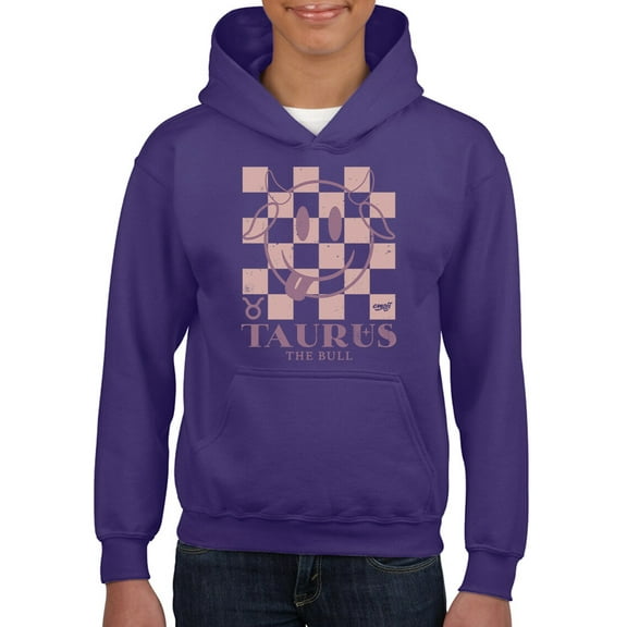 Taurus Zodiac Graphic - Bull Symbol Retro Design Youth's Hoodie