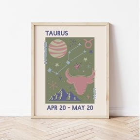 Taurus Zodiac Green Poster