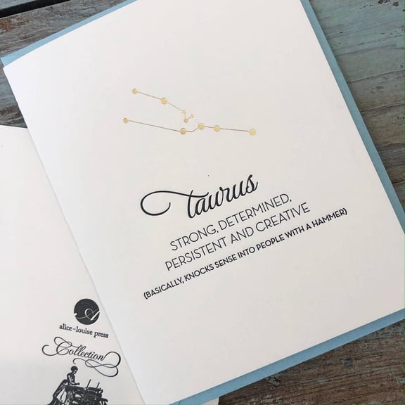 Taurus Zodiac Greeting Card  Strong, Determined, Persistent and Creative  Perfect for Birthdays, Celebrations, and Encouragement  Blank Inside with Envelope Included