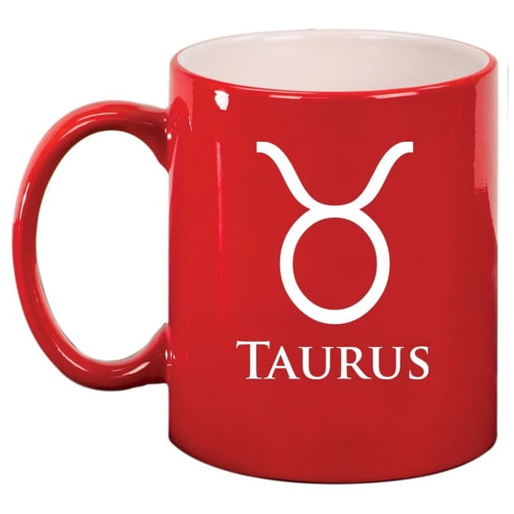 Taurus Zodiac Horoscope Ceramic Coffee Mug Tea Cup Gift (11oz Red)