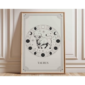 Taurus Zodiac Line Drawing Wall Art Print