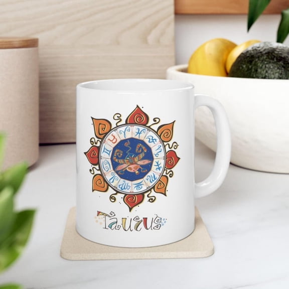Taurus Zodiac Mug Celestial Astrology Coffee Cup.