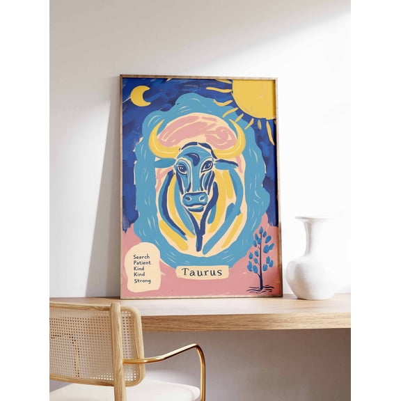 Taurus Zodiac Poster, Boho Astrology Wall Art