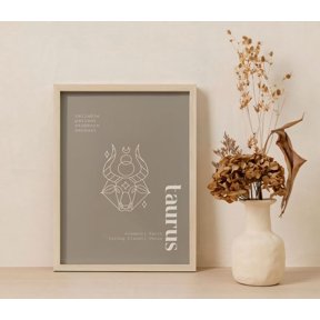 Taurus Zodiac Poster, Mystical Celestial Astrology Wall Art