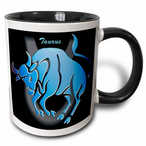 3drose, Taurus Zodiac Sign, 11oz Two-tone Black Mug