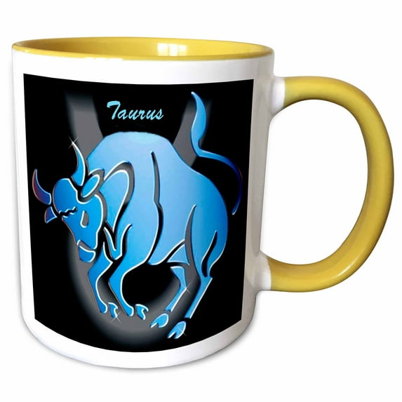 3drose, Taurus Zodiac Sign, 11oz Two-tone Yellow Mug