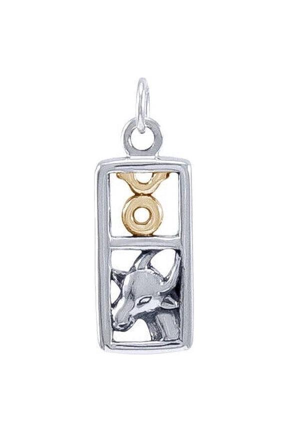 Taurus Zodiac Sign Astrology 925 Sterling Silver Charm Jewelry Gold Accent