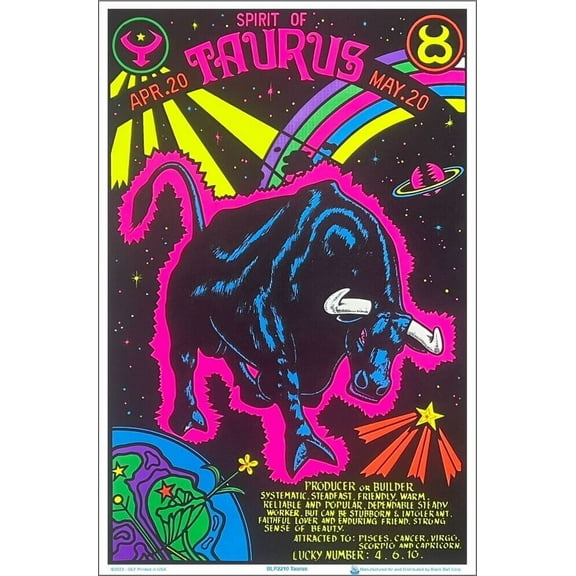 Taurus Zodiac Sign Blacklight Poster 23" x 35"