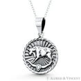 thumbnail image 1 of Taurus Zodiac Sign Circle Astrology Charm 31x20mm (1.5x0.8in) Pendant & Chain Necklace in Oxidized .925 Sterling Silver, 1 of 1