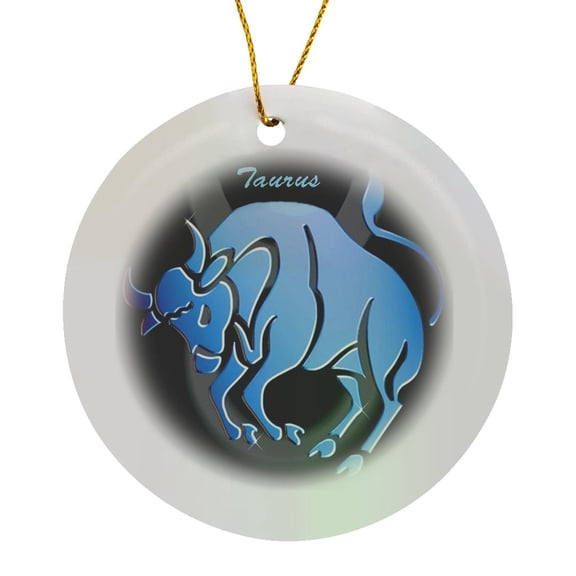 3drose, Taurus Zodiac Sign, Circle Porcelain Ornament