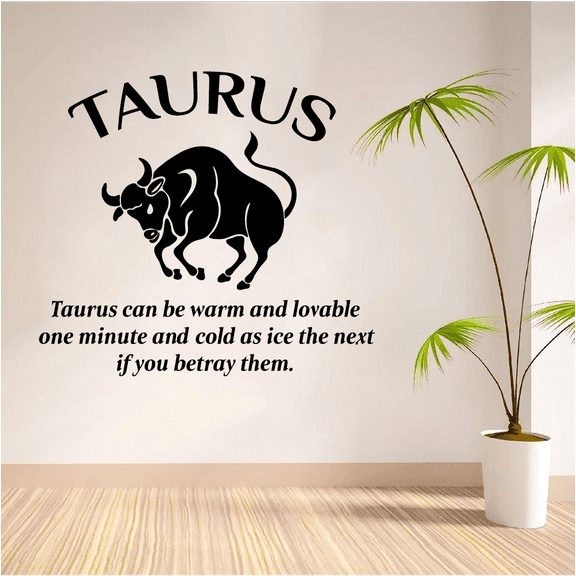 Taurus Zodiac Sign Earth Warm and Lovable One Minute Cold as Ice the Next Taurus Zodiac Sign Vinyl Taurus Wall Decal Quotes Sticker Kids Adults Girls Boys Room Bedroom Wall Decoration Size(10x8 inch)