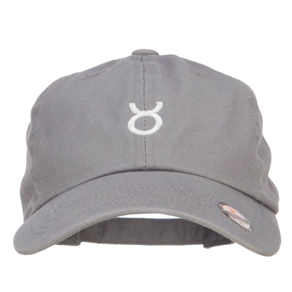 Taurus Zodiac Sign Embroidered Unstructured Cap - Grey OSFM