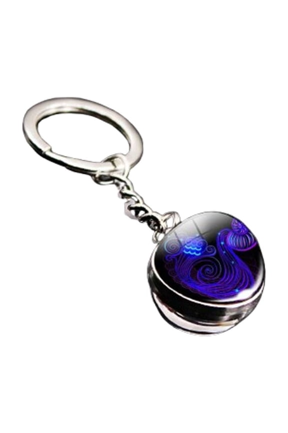 Taurus Zodiac Sign Keychain Premium Glass Dome Key Ring with Astrology Symbol for Taurus Lovers, Gift for Astrology Enthusiasts