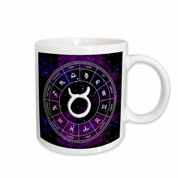 3drose, Taurus Zodiac Sign Stylish Astrology Gift. White Stars, Purple Space, 15oz Mug
