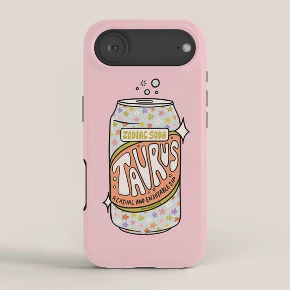 Taurus Zodiac Soda Can Pink Tough Case for Apple iPhone, Polycarbonate Shell with TPU Liner