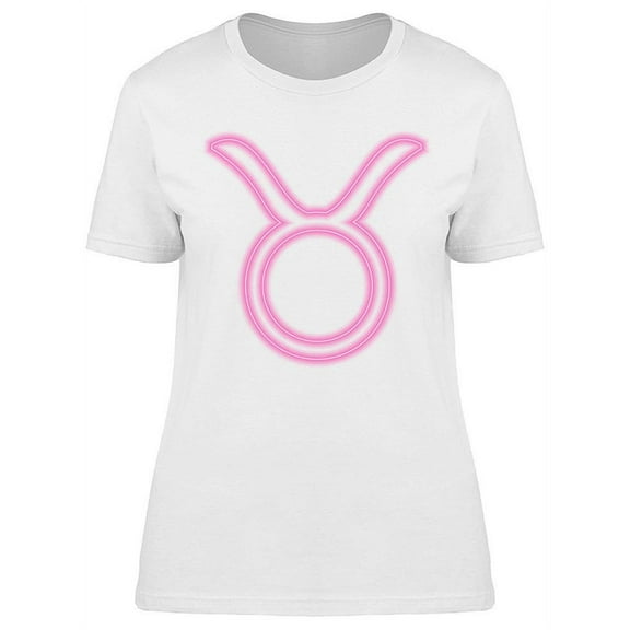Taurus Zodiac Symbol Neon Design T-Shirt Women -Image by Shutterstock, Female Large