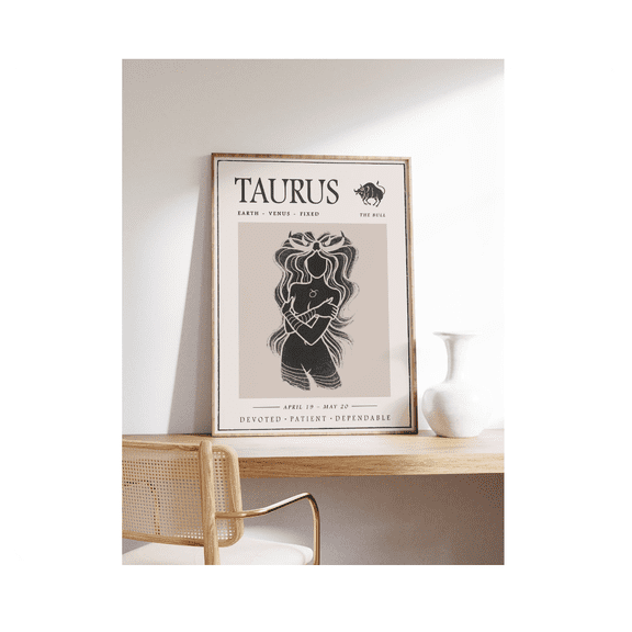 Taurus Zodiac Wall Poster Home Decor Office Wall Art