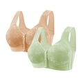 thumbnail image 1 of Tauxra 2 Pcs Women's Bra,Casual Embroidered Front Closure Plus Size Bra with Lightweight Support, 1 of 2