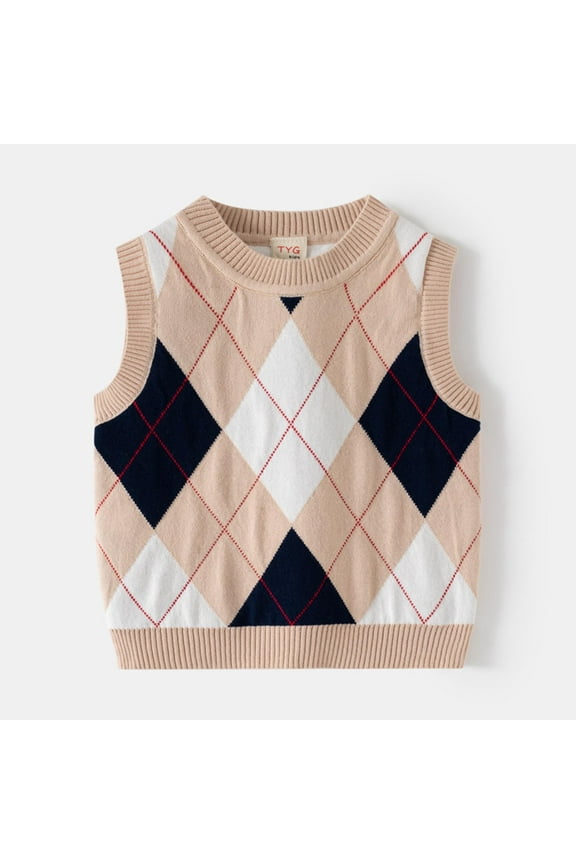 Baby Boy Sweater,Pattern Kids Vest for Boys 1-8 Years,Round Neck Knit Sweater Fall Winter Top