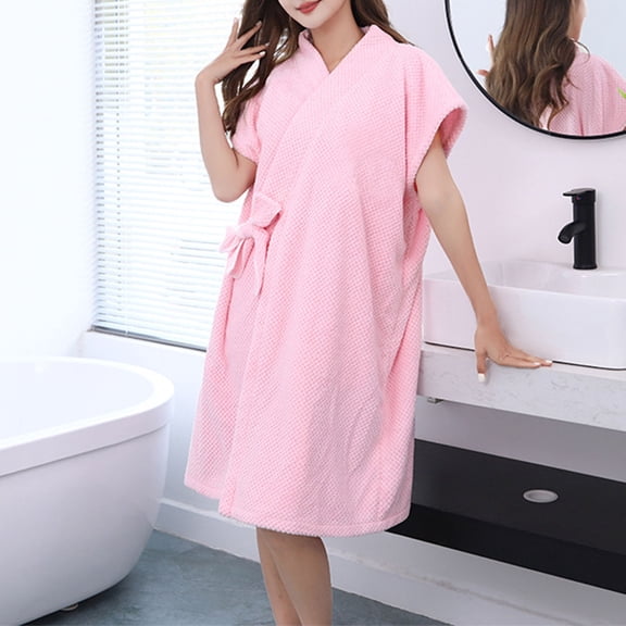 Tauxra Bathrobes for Women,Women's Fleece Robe,Short Sleeve Plaid Bathrobe,Bathrobe for Women