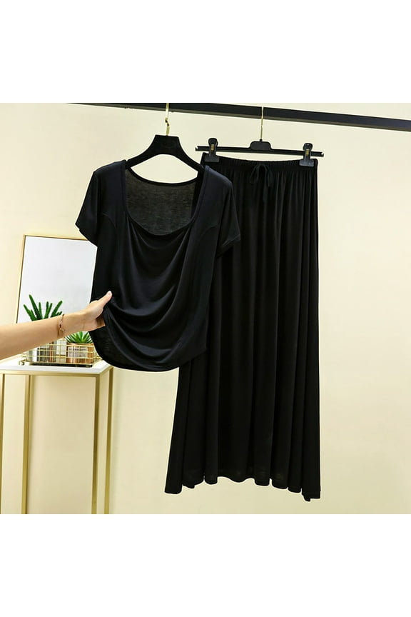 Blouses for Women Fashion,Women's Pajama,U-Neck Short Sleeve Skirt Loose Slim,Skirts for Women