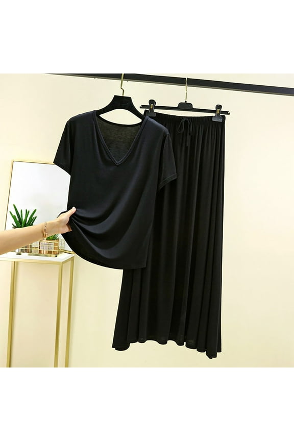 Blouses for Women Fashion,Women's Pajama,V-Neck Short Sleeve Skirt Loose Slim,Skirts for Women