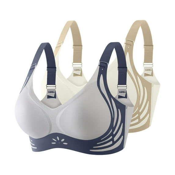 Tauxra Bras for Women,Casual Seamless Color Contrast Bra with Soft Support,2 Pcs Women's Bra