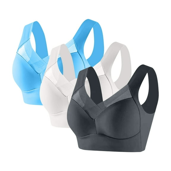 Tauxra Bras for Women,Casual Wireless Lightweight Bra with Front Opening Support,3 Pcs Women's Bra