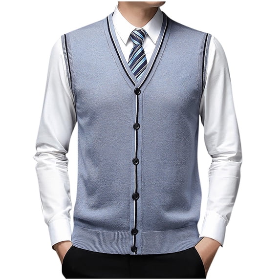 Tauxra Cardigan for Men,Solid Color Men's Sleeveless Knit Cardigan,Wool Casual Open Front Vest for All Season
