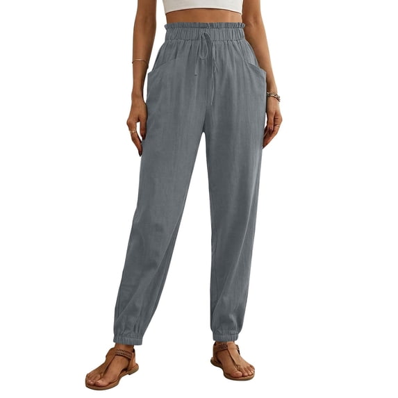 Tauxra Casual Jogger Pants for Women, Elastic Waist, Relaxed Fit, Side Pockets, Tapered Cuff