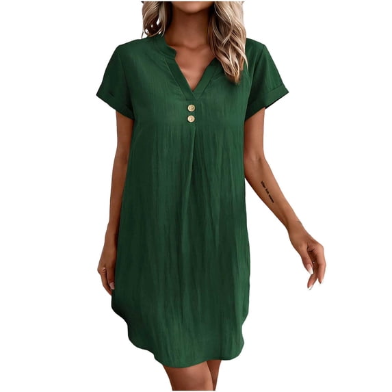 Tauxra Casual Mini Dress for Women with V-Neck and Short Sleeves, Solid Color Summer Day Dress for Parties, Weddings, and Daily Wear