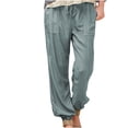 thumbnail image 1 of Tauxra Casual Pants for Women with Elastic Waist and Drawstring, Solid Color Loose Fit Straight Leg Joggers with Cuffed Ankle for Lounge or Outdoor, 1 of 6