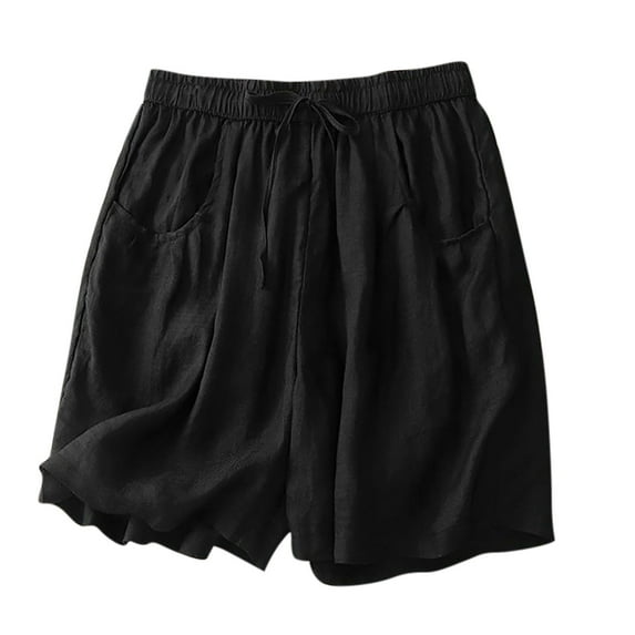 Tauxra Casual Shorts for Women with Elastic Waist and Drawstring, Solid Color Pocket Short Pants for Lounge, Home, and Beach