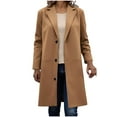 thumbnail image 1 of Tauxra Coats for Women,Coat for Women,Long Sleeve Solid Color Button Multiple Pocket Tweed,Jackets for Women,Long Coats for Women, 1 of 5