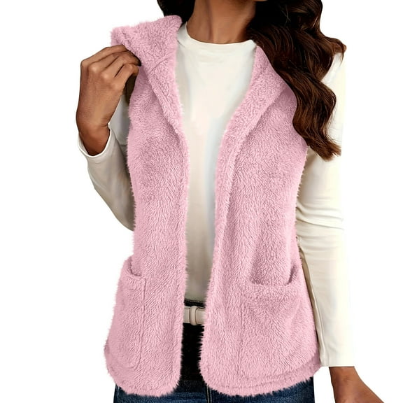 Tauxra Coats for Women,Winter Coat Women's,Women's V Neck Double Faced Velvet Loose Sleeveless Vest,Women Coats Winter