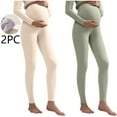 thumbnail image 1 of Tauxra Dress Pants Women,2-Pack Maternity Solid Color Base Layer Pants,Adjustable Waistband Warm, 1 of 3