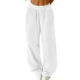 thumbnail image 1 of Tauxra Fleece Lounge Pants for Women, Solid Color Wide-Leg Sweatpants with Drawstring Waist for Winter and Casual Comfort, 1 of 7