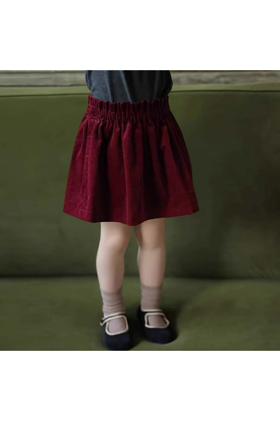 Girls Fleece Pants,Lantern Skirt for Girls 3-15 Years, Corduroy Fleece Lined Vintage Fall Winter Easy Match