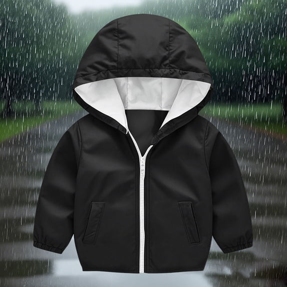 Tauxra Girls' Rain Jackets Boys and Girls Waterproof Outwear with Hood Windbreaker Lightweight Basic Raincoat with Pockets