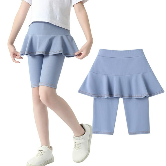 Tauxra Girls Solid Color Denim Look Leggings for Kids 4-11 Years,stretch Cropped