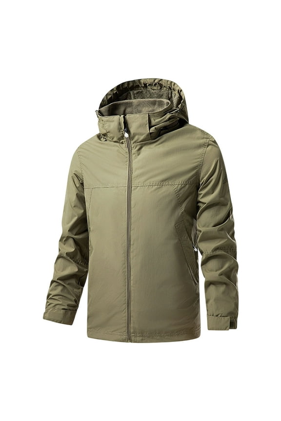Hardshell Jacket for Men,Men's Solid Color Outdoor Climb Sport Style Outwear with Pocket Zip Up Long Sleeve Hooded Classic Jacket