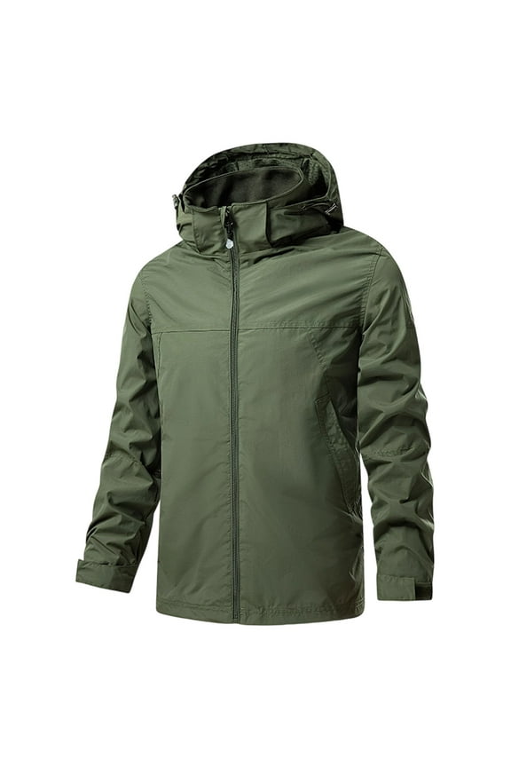 Hardshell Jacket for Men,Men's Solid Color Outdoor Climb Sport Style Outwear with Pocket Zip Up Long Sleeve Hooded Classic Jacket