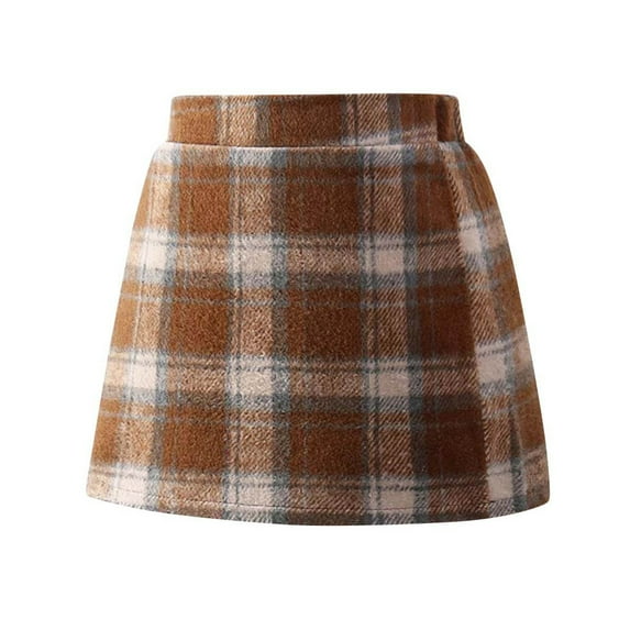 Tauxra High Waist Skirt,Girls Plaid Skirt,A-line Skirt for Girls 3-13 Years, Plaid Woolen High Waist Short Fall Winter