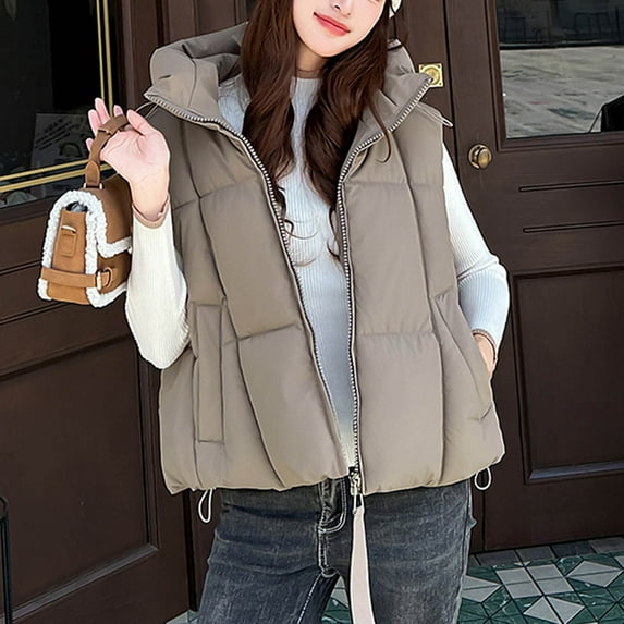 Tauxra Hooded Jackets for Women,Women's Padded Jacket,Long Sleeve Solid Color Hooded